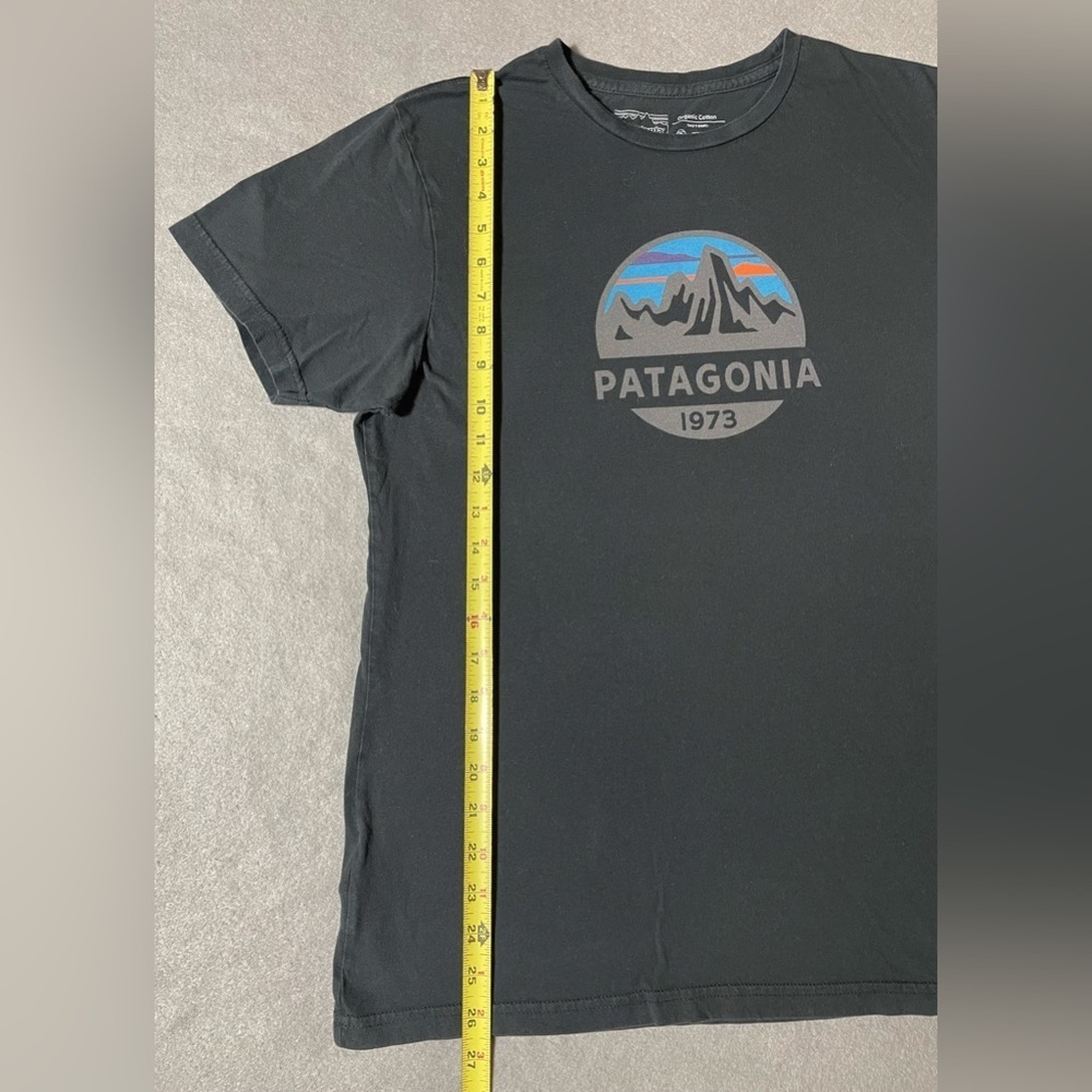 Patagonia 1973 Logo Men’s T-Shirt Medium Black Organic Cotton Short Sleeve Tee - Picture 4 of 6